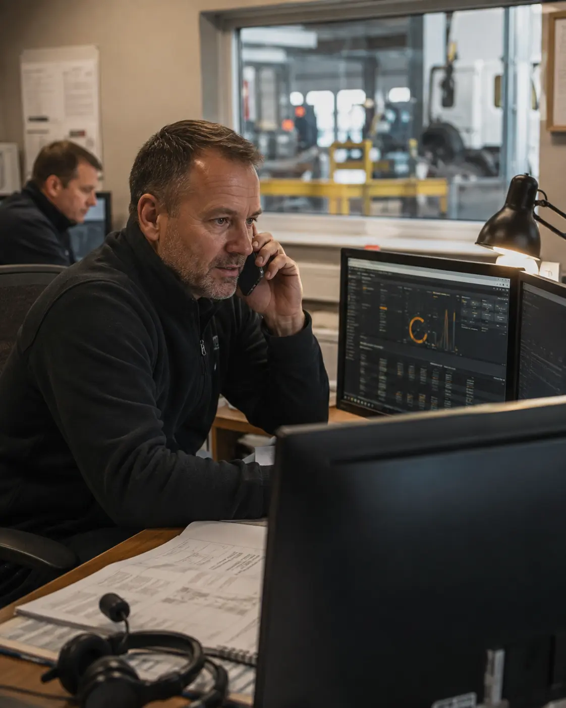 Representational technical support engineer helping a customer