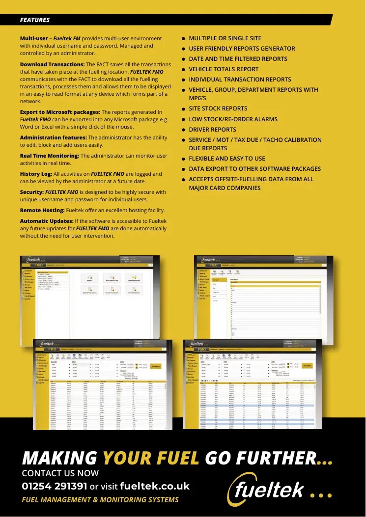Fueltek FMO product literature page